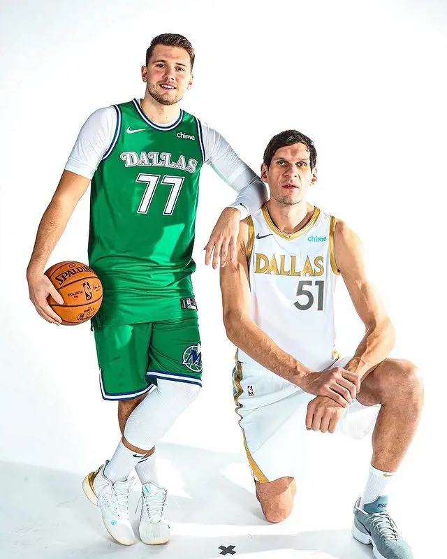 Boban Marjanovic (290 lbs) with Luka Doncic (229.27 lbs) on his left.