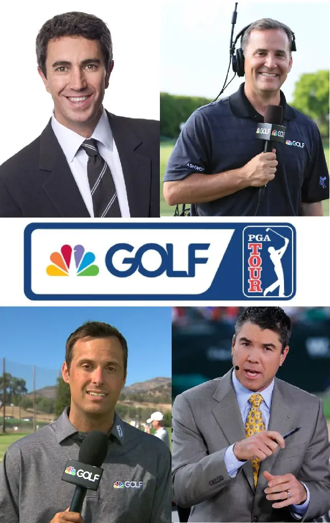 Picture collage of broadcasting team working for the Golf Channel