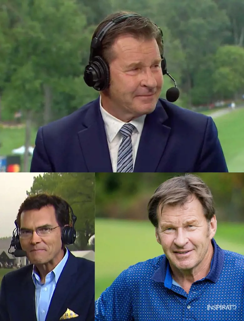 (Top) Nick Faldo at the Wyndham Championship in August 2022