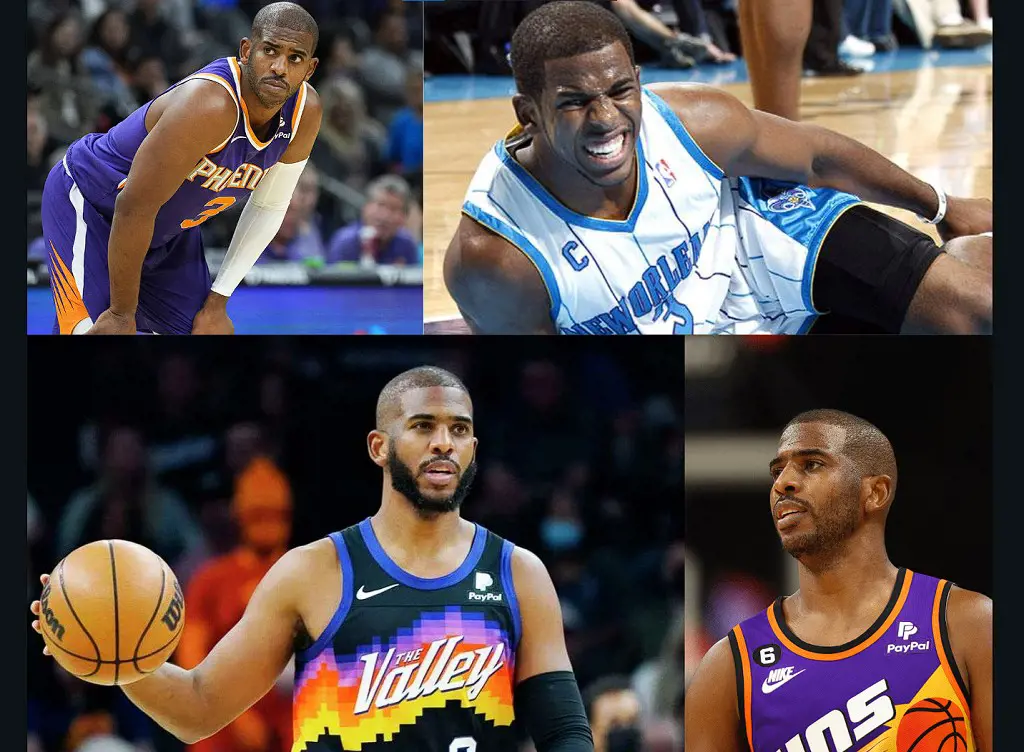 Picture collage of CP3 while playing for the Phoenix Suns