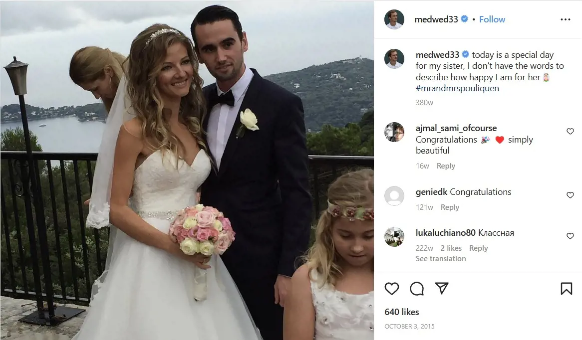 Daniil posted a sweet message for his sister on her wedding day.