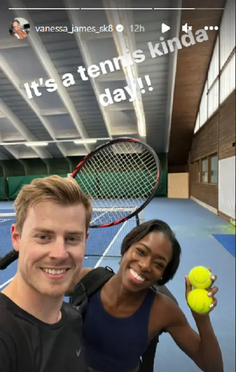 Vanessa playing tennis with Ivan Bich.
