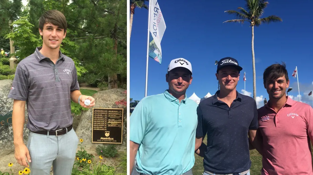 Ben, Luke, and Ollie (from left in order in right photo) during a PGA Tour tournament in Bermuda in 2020. (Photo by Mark Williams)