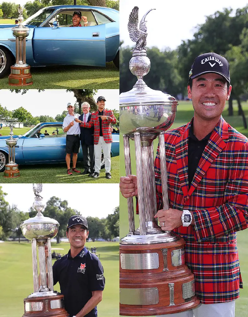 Kevin poses for a photo with the trophy following his victory at Colonial Country Club on May 26, 2019.