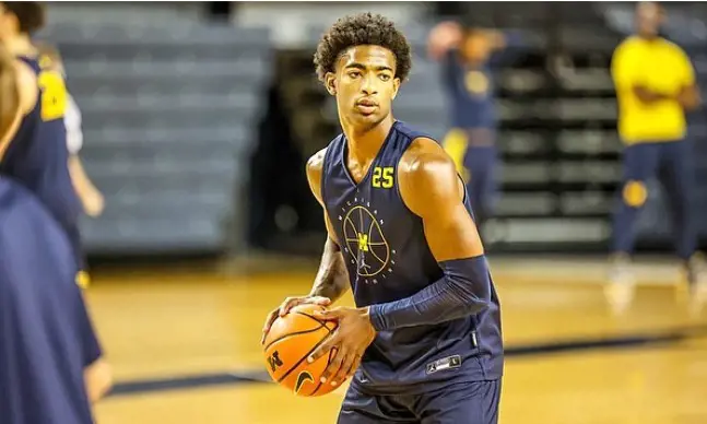Jace Howard playing for Michigan in October 2021.