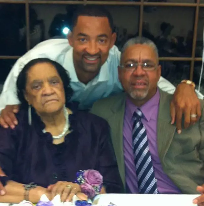 Juwan with his Grandmother and a relative at her 100th birthday on 30 October 2021.