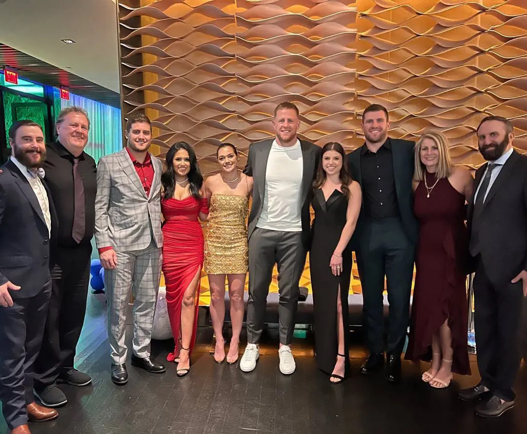 Watt with his parents, brothers, and sisters-in-law at the National Football League Honors.