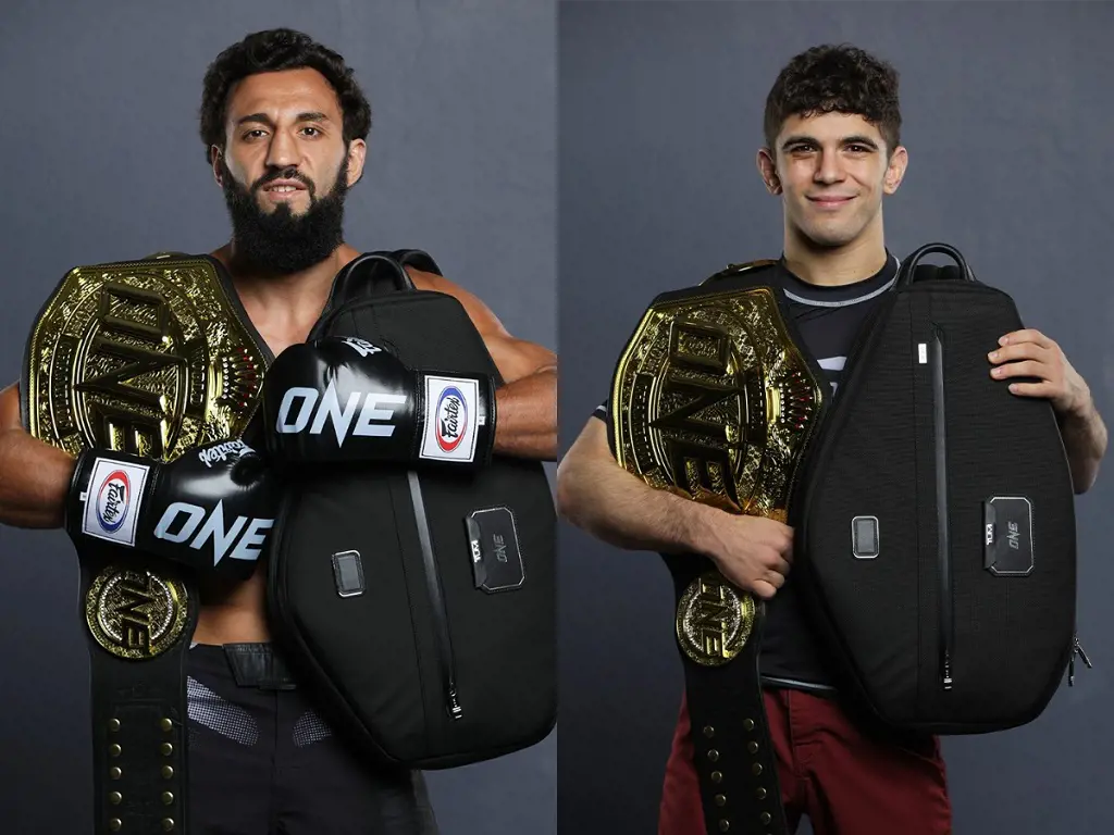 The ONE Fight Night 6 winners pictured with their title in Feb. 14, 2023