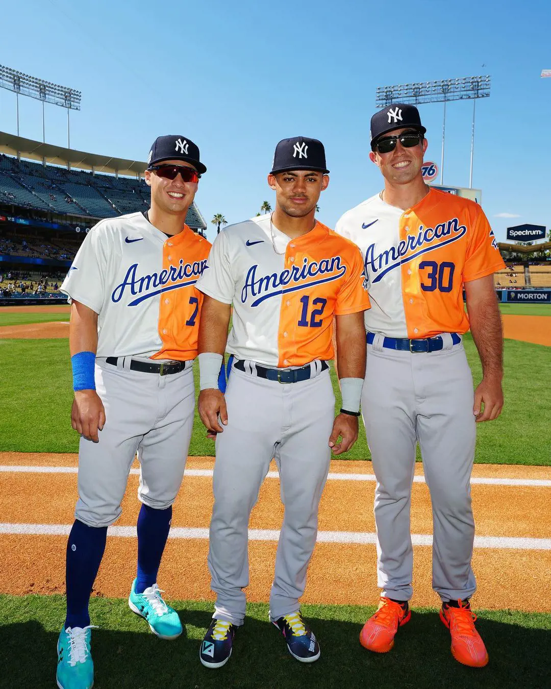 Volpe embraces special moment with Ken (right) and Dominguez (center) in Dodgers Stadium 