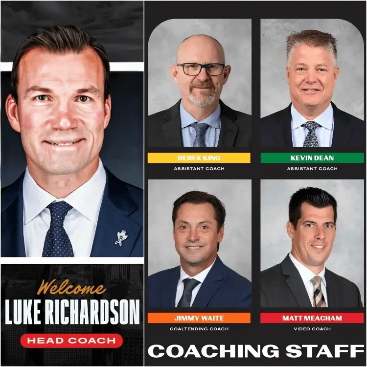 Head Coach and Assistant Coaches of the Blackhawks in 2023.