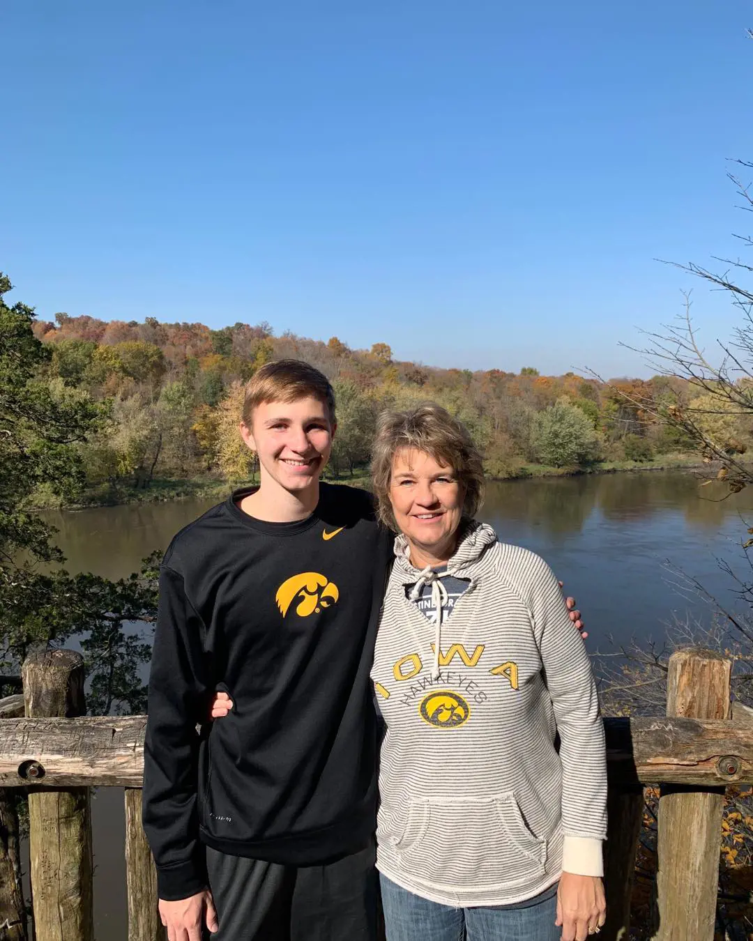 Lisa hiking in the beautiful nature if Iowa with David in October 2019