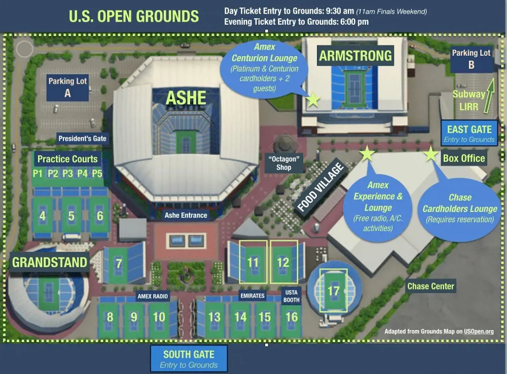 US Open Grounds and map