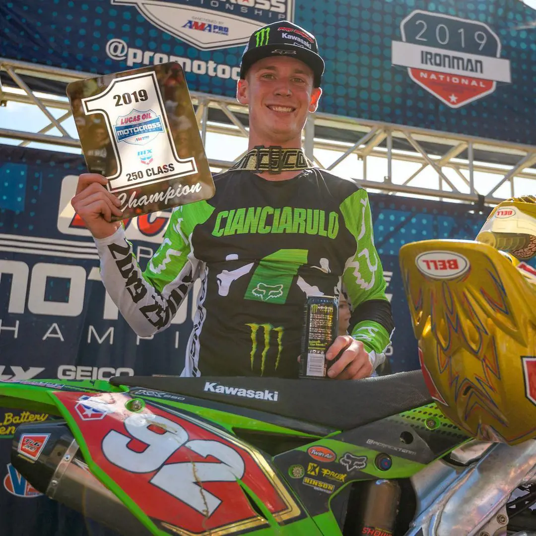 Adam won the 2019 Lucas Oil Pro Motocross Championship at Ironman Raceway.