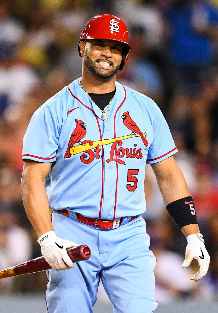 Pujols during an at bat during the game between the St. Louis Cardinals and the Los Angeles Dodgers on September 24, 2022.