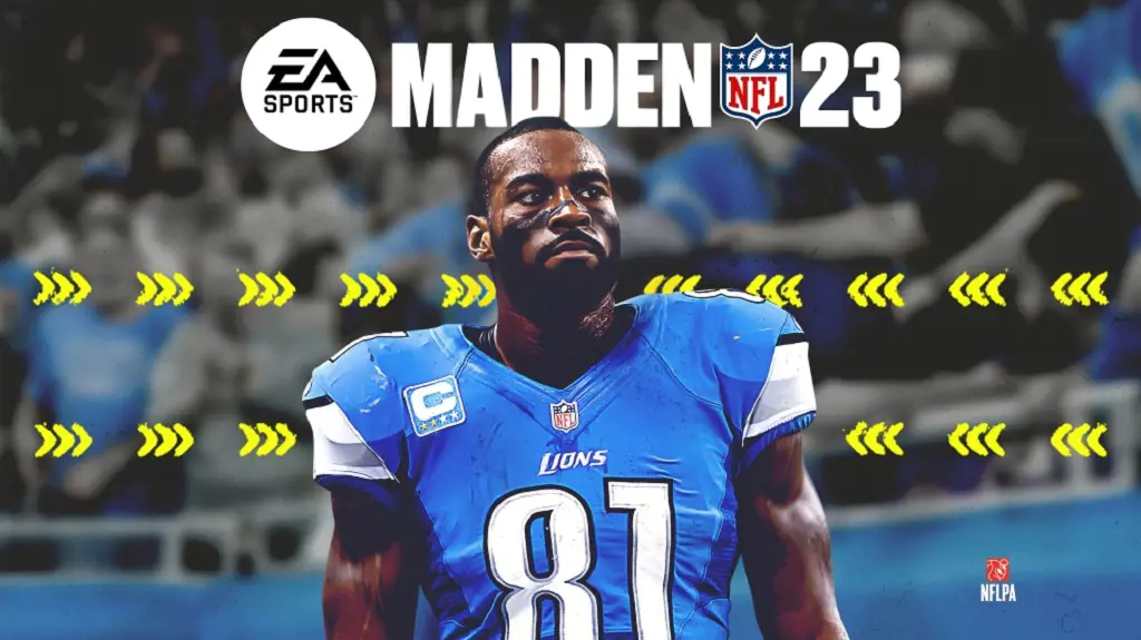 Madden NFL 2023 cover photo of former Detroit Lions WR Calvin Johnson
