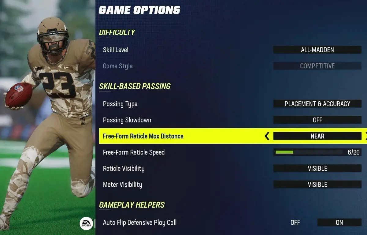 EA Sports Madden 23 Game settings