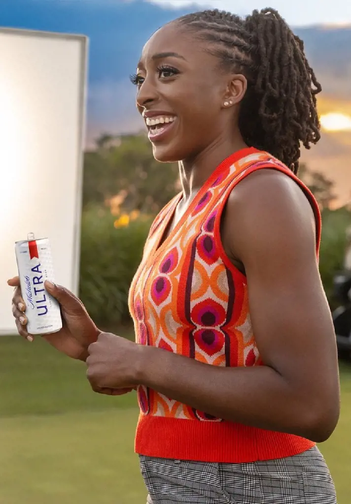 Nneka while shooting Michelob Ultra's SuperBowlLVI commercial in February 2023