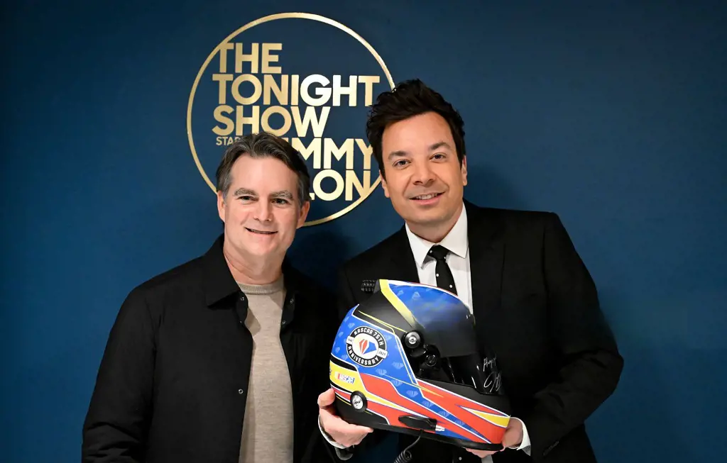 Jeff Gordan snaps with Jimmy Fallon at The Tonight Show in January 2023 by Todd Owyoung/