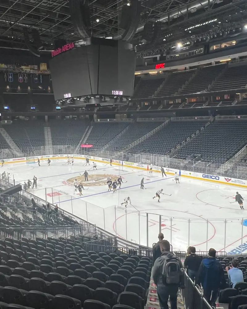 The Golden Knights practicing at T-Mobile Arena in April 2023.