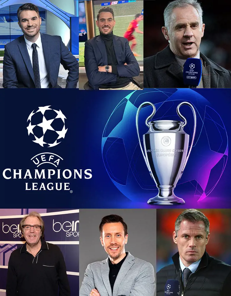 Picture collage of UEFA Champions League broadcast teams