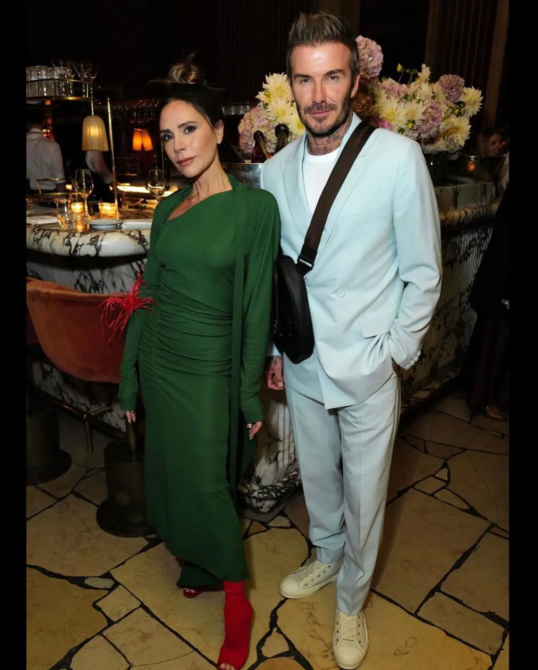 Former English football star David Beckham and his wife Victoria Beckham at a Paris function in October 2022