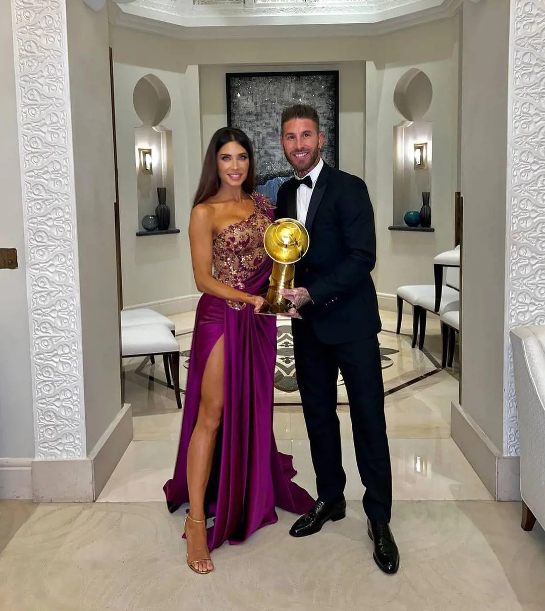 Sergio Ramos with his wife Pilar Rubio at the Globe Soccer Award in November 2022