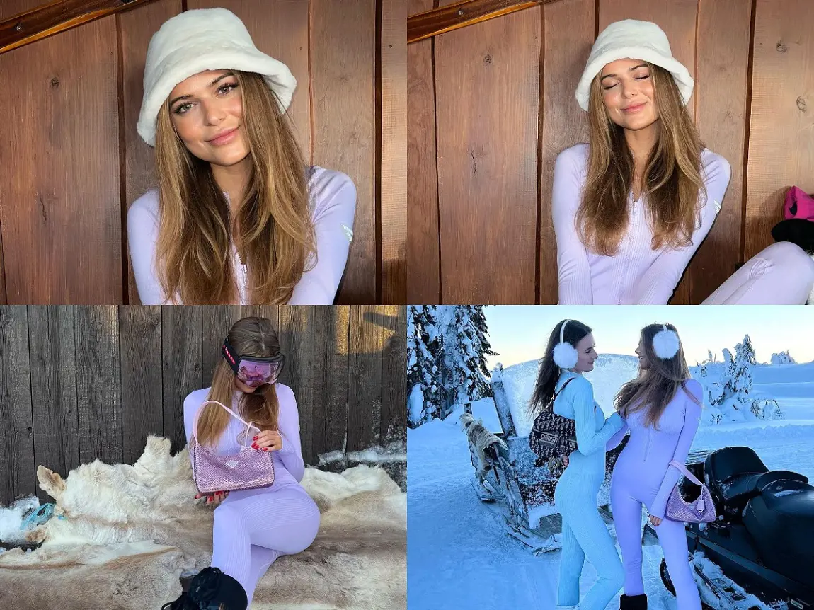 Iris enjoying ice skiing with her friend Anna Briandh on January 4, 2022 