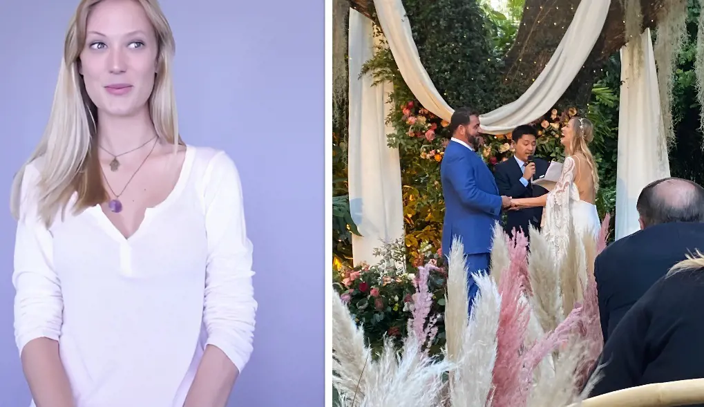 Dan and Valerie (right photo) during their ceremony in 2019.