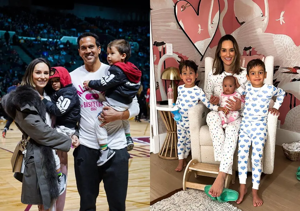 Eric and Nikki with Santiago and Dante at the NBA All-Star game in February 2022