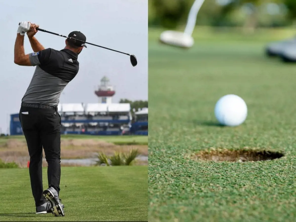(Left) Picture of a golfer at RBC Heritage tournament in Hilton Head Island, South Carolina in Paril 2023