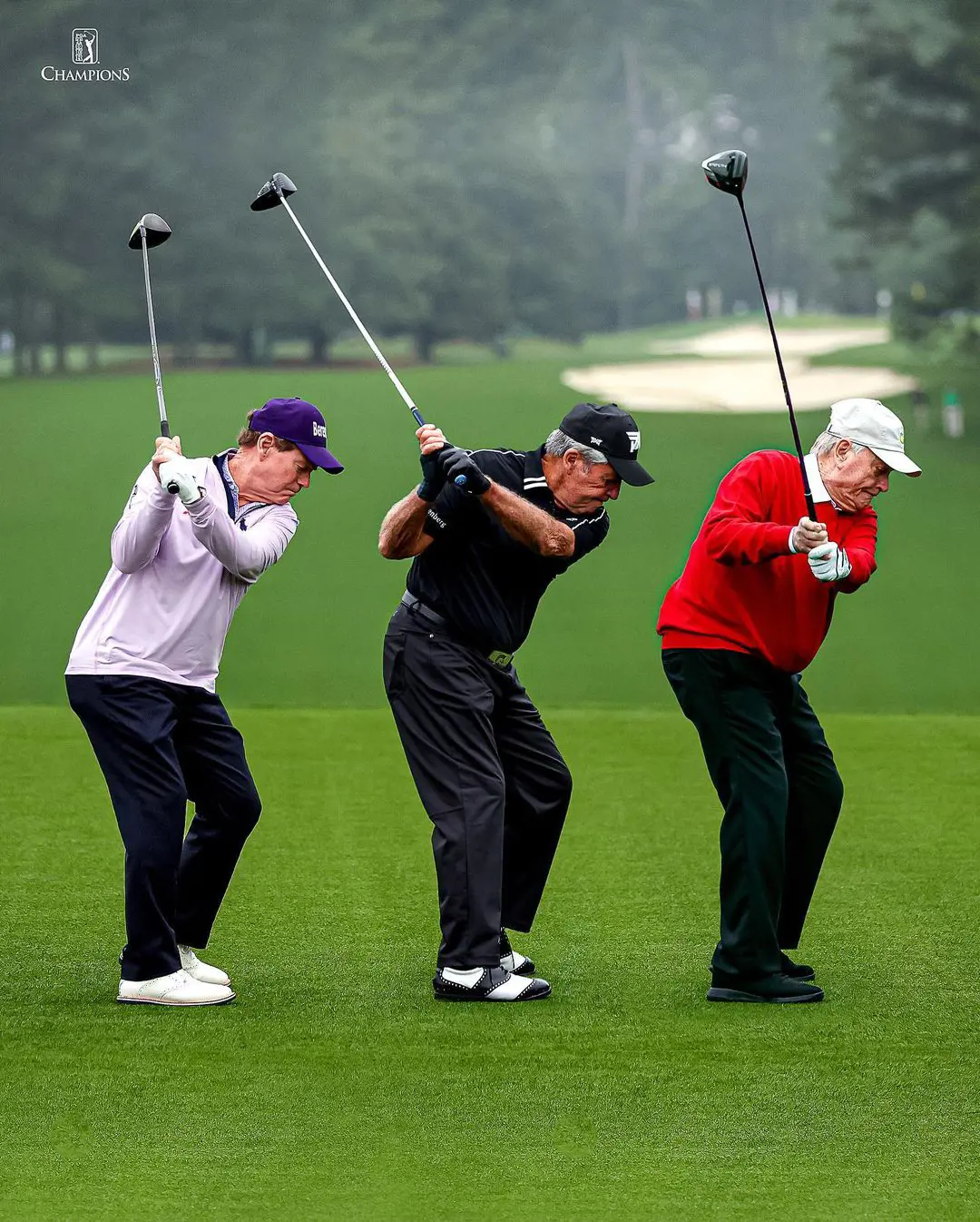 (Left to Right) Tom Watson, Gary and Jack Nicklaus at Augusta National Golf Club