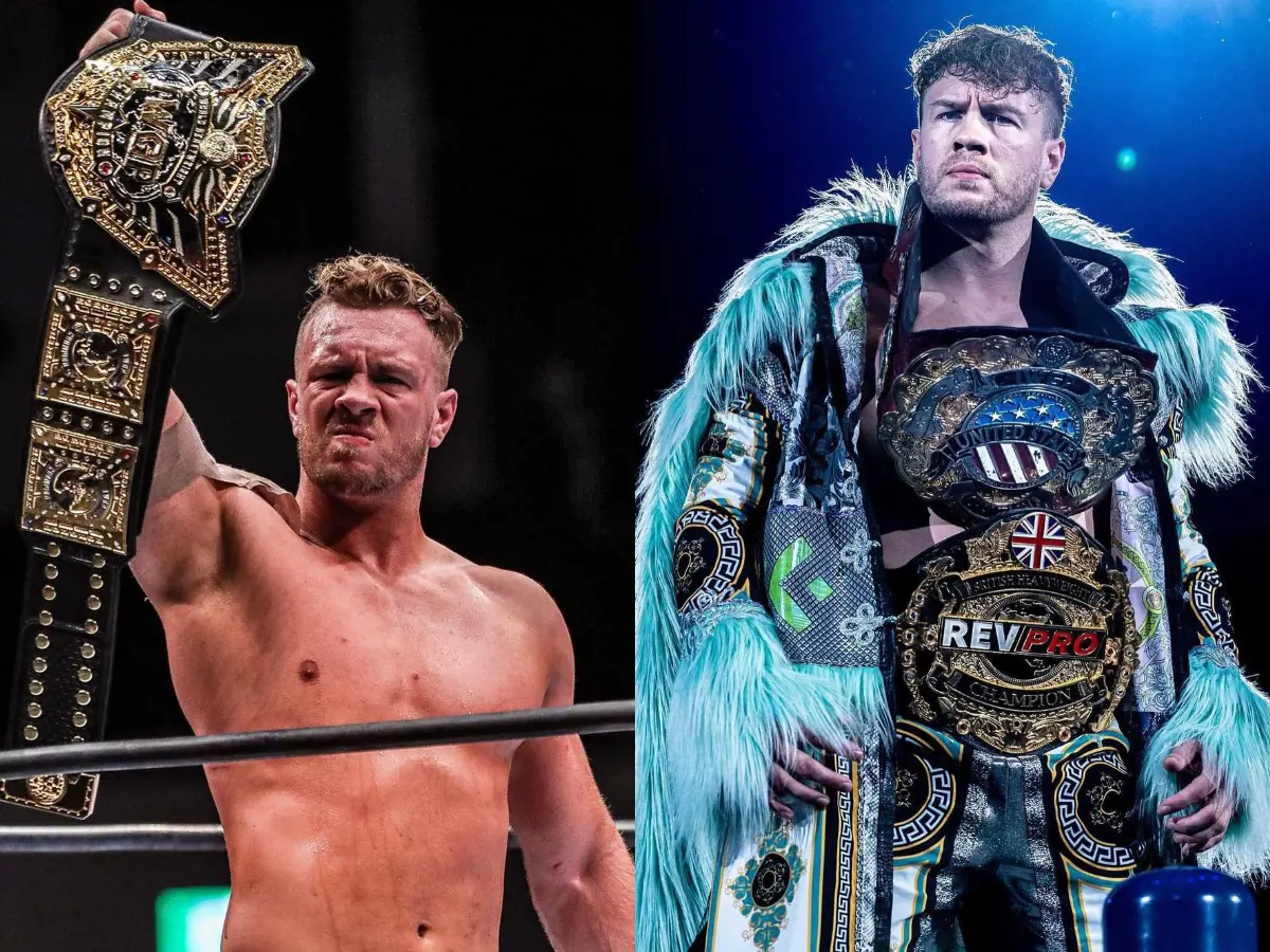 (Right) Will with his Rev Pro British Heavyweight Championship in 2020