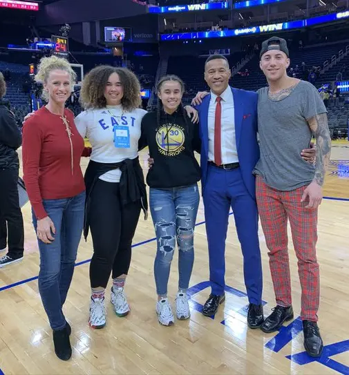 L-R: Sara, Glory, Sophia, and Shea come to watch Mark's game in March 2020