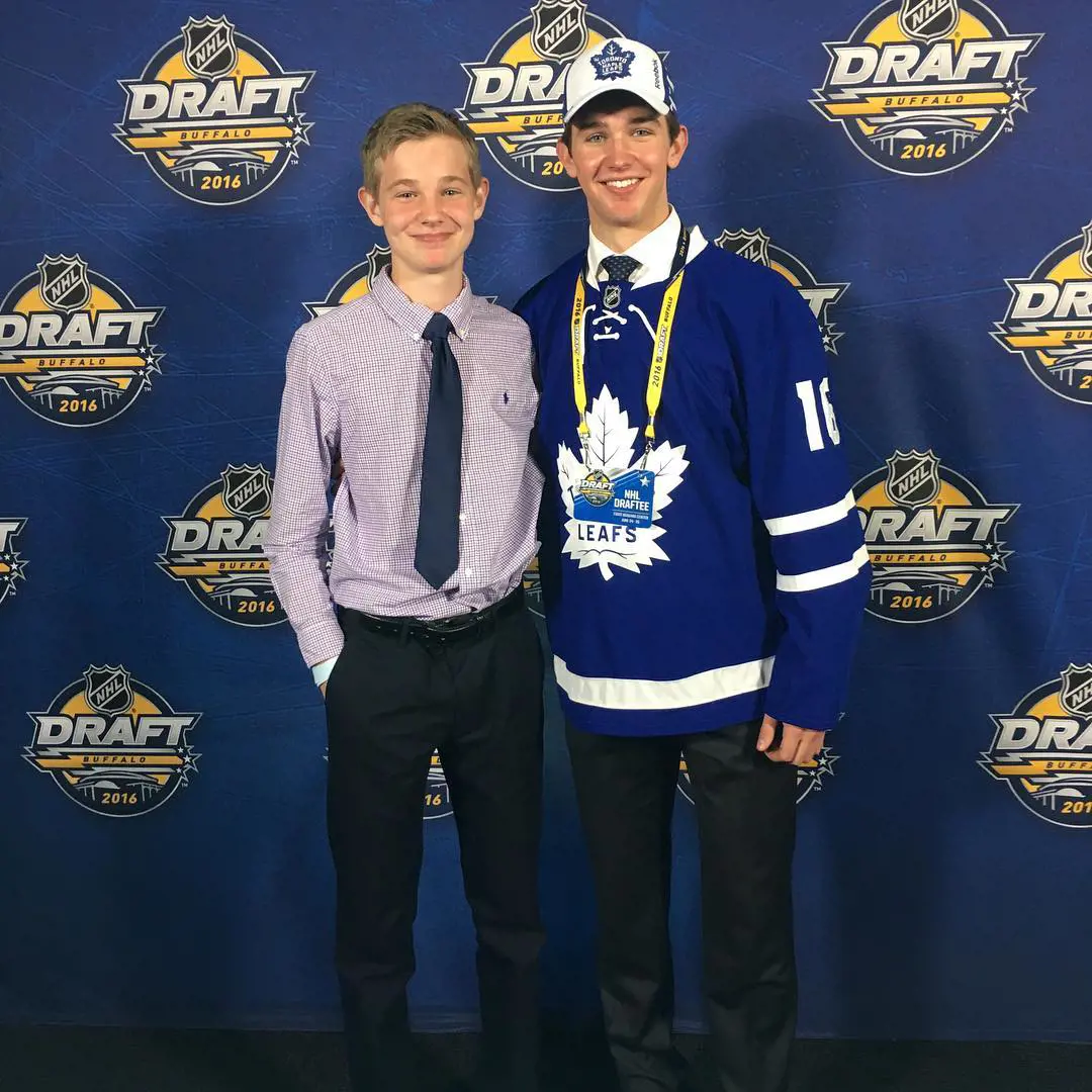 Joseph(right) and Michael pictured together as Joseph was drafted to the Toronto Maple Leafs in 2016. 