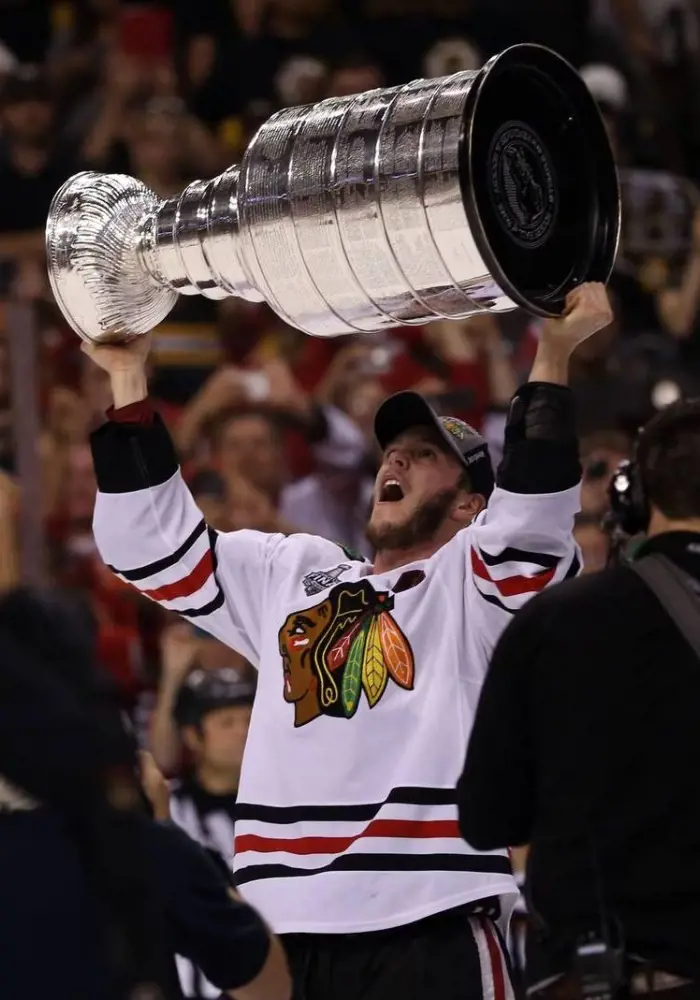 Blackhawks center Jonathan Toews following their victory in Game 6.