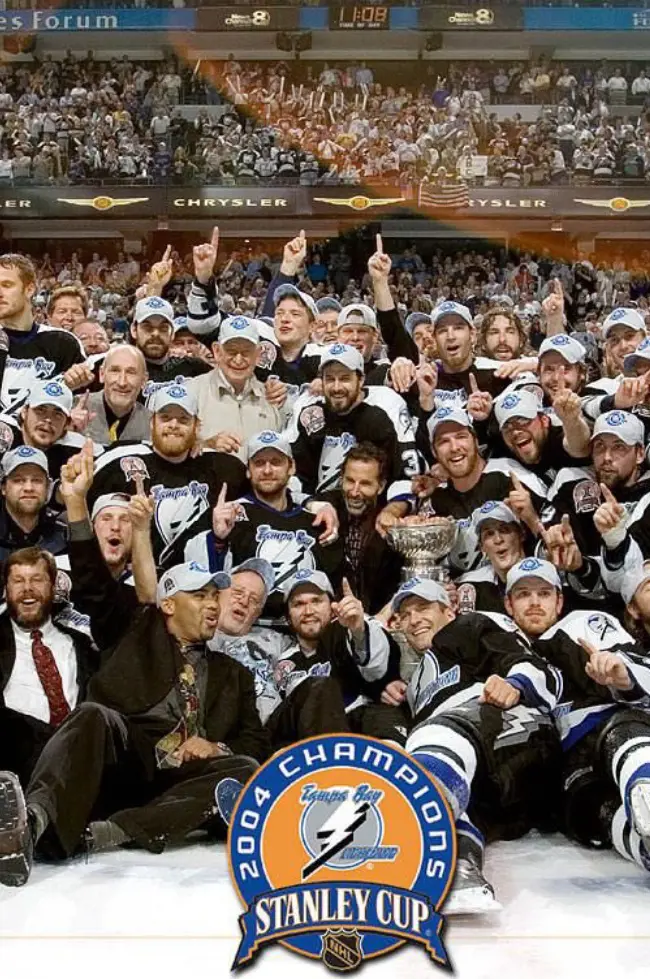 Tampa Bay celebrating after winning the coveted trophy in 2004.