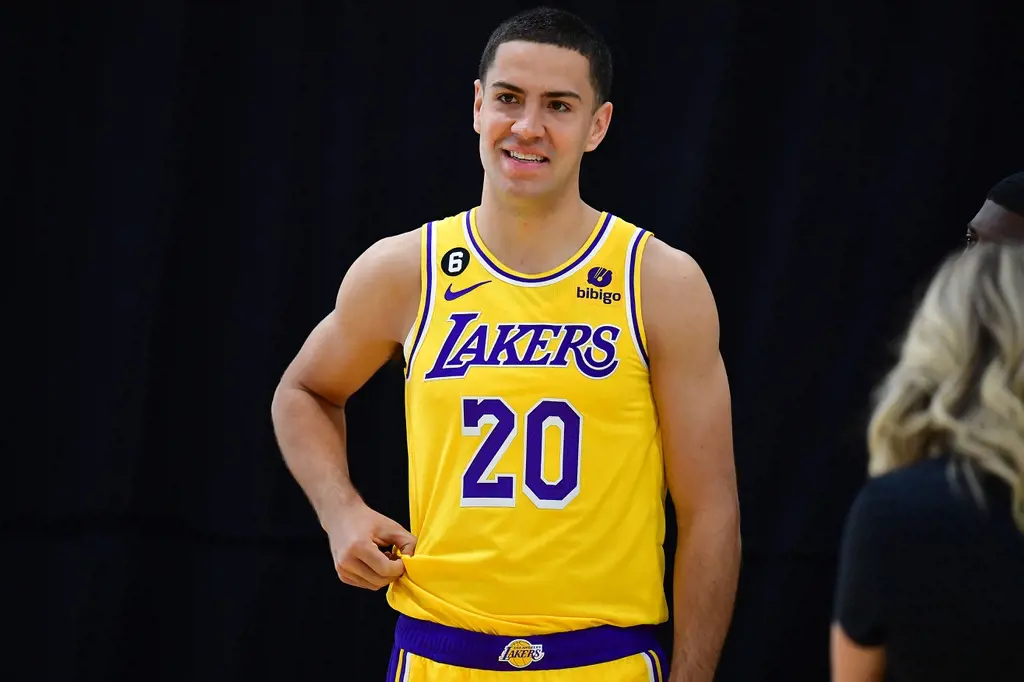 Cole wearing number 20 jersey for the Lakers.