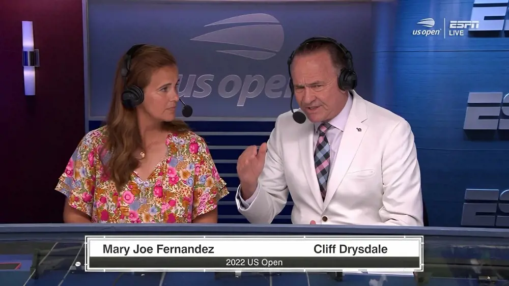 Fernandez and Drysdale during a broadcast of the 2022 US Open and he has been part of the network since its inception