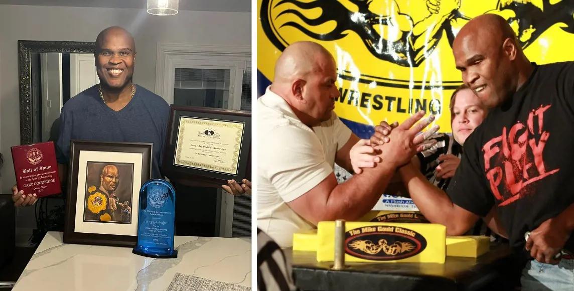 Gary Goodridge arm wrestling with an opponent back in 2012.