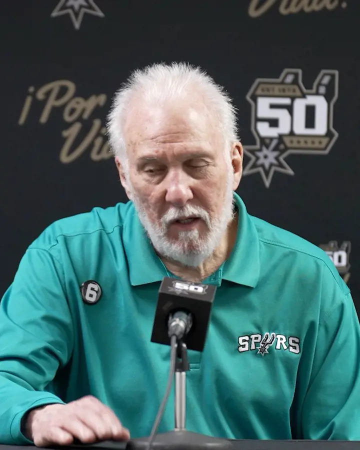 Pop during pre-match interview before an NBA game in January 2023