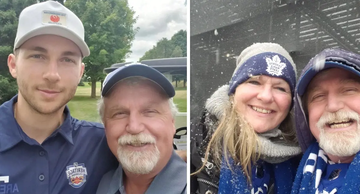 Michael and Andy (left photo) during one of their outings in 2022. Andy and Lynda (right photo) during a snowy day in August 2022. 